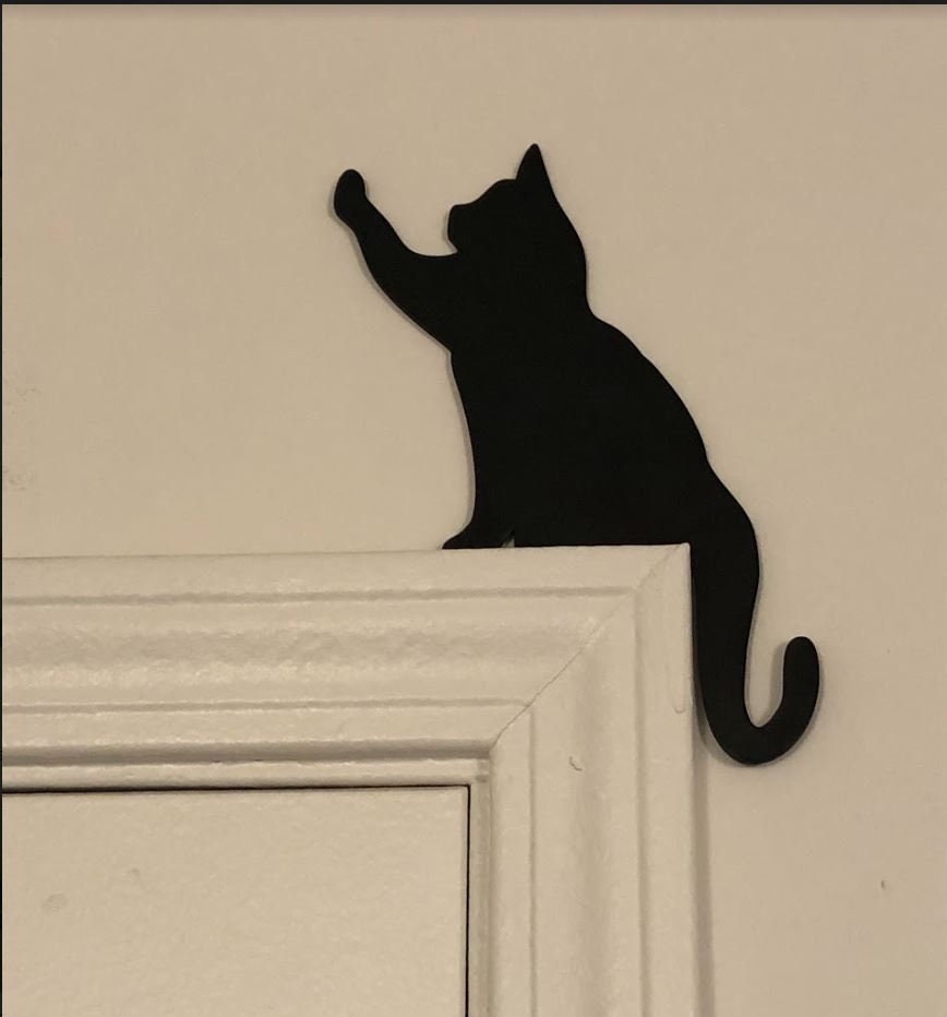 Cat Reaching Door Topper / Door Trim Corners / Wreath Ornament / Black Cat41