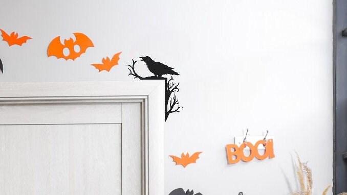 Halloween Raven/Crow Door Topper | Door Trim | Door Corner | Window Corner - Monsters, Witch, Mummy, Ghosts, Skeleton and more/Raven/Crow163