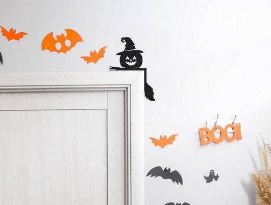 Halloween Decorative Holiday Door Trim Corners - Monsters, Witch, Mummy, Ghosts, Skeleton and more / Pumpkin and Broom24