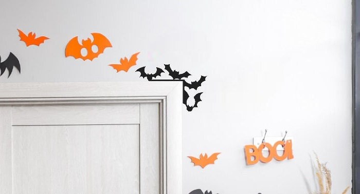 Halloween Decorative Holiday Door Trim Corners - Monsters, Witch, Mummy, Ghosts, Skeleton and more / Lots of Bats184