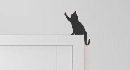 Cat Reaching Door Topper / Door Trim Corners / Wreath Ornament / Black Cat139