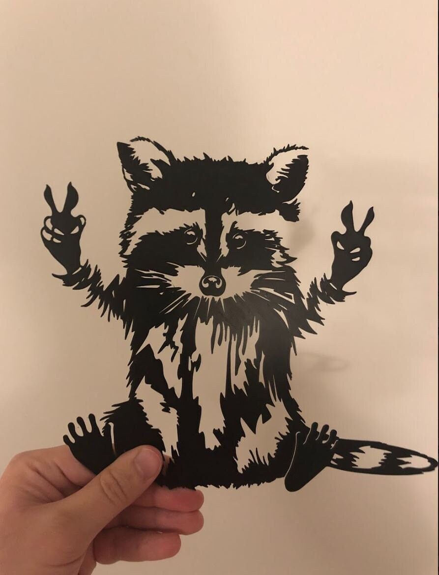 Peace Raccoon Wall Decor | Raccoon gifts | Preppy Wall Art | Animal Lover | Wildlife | Raccoon Baby | Housewarming Gift | Rainforest Animal169