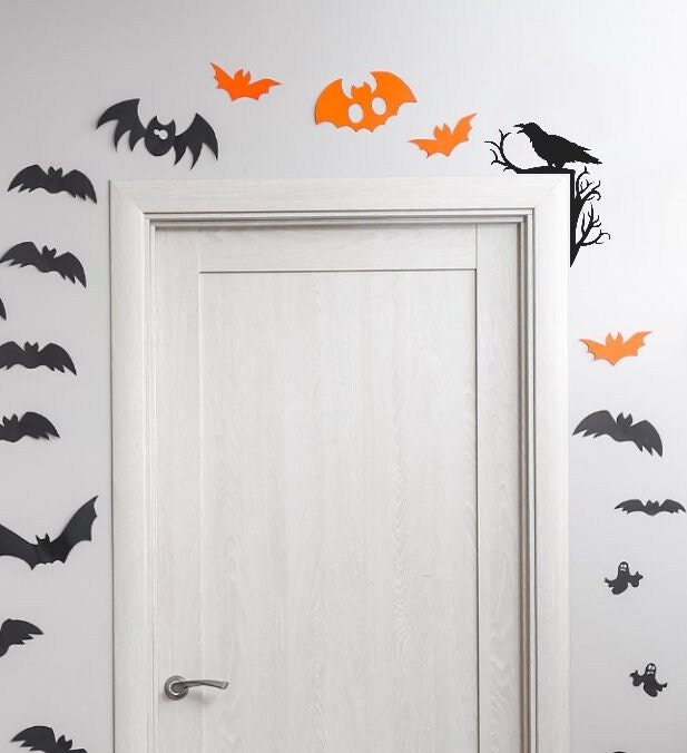 Halloween Decorative Holiday Door Trim Corners - Monsters, Witch, Mummy, Ghosts, Skeleton and more / Raven / Crow29