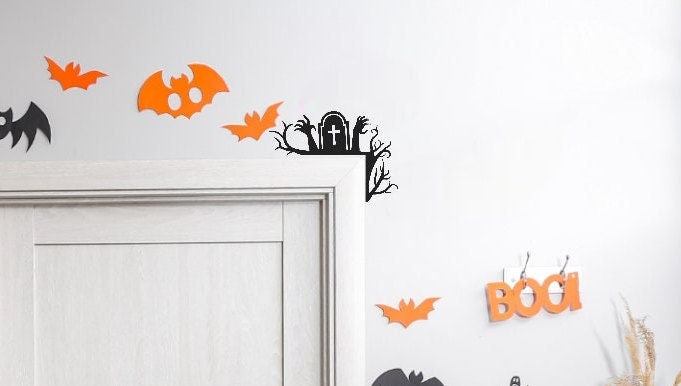 Halloween Decorative Holiday Door Trim Corners - Monsters, Witch, Mummy, Ghosts, Skeleton and more / Cemetery / Walking Dead / Zombies50