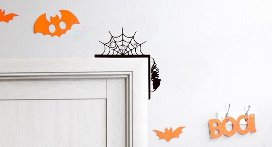 Big Black Spider & Spiderweb Door Corner | Gift for Halloween | Halloween Door Corner | Halloween Horror Decoration | House Home Decor186