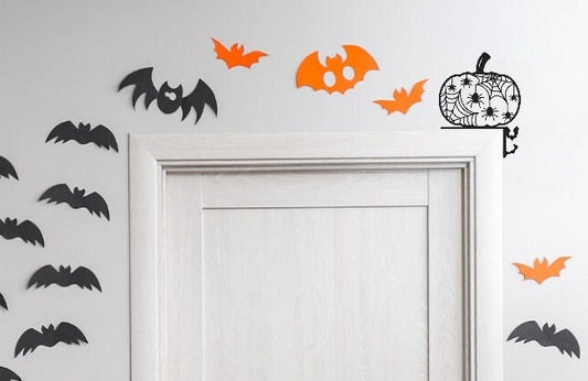 Angry Pumpkins & Spooky Bats Door Topper | Gift for Halloween | Halloween Door Corner | Halloween Horror Decoration | House Home Decor22