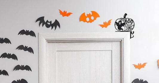 Angry Pumpkins & Spooky Bats Door Topper | Gift for Halloween | Halloween Door Corner | Halloween Horror Decoration | House Home Decor46