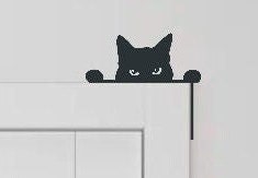 Cat Peeking Door Topper / Door Trim Corners / Window Corners / Black Cat145